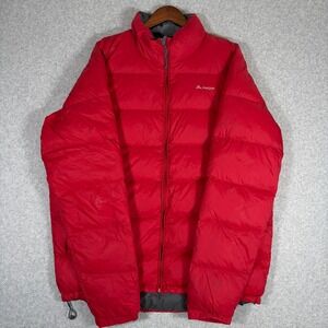 Macpac Down Puffer Jacket Mens 2XL Red Nylon Duck Down Insulated Outdoor Coat